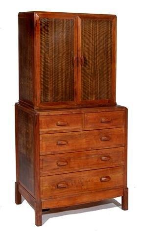 Appraisal: A COTSWOLD SCHOOL LINEN PRESS from the workshop of Edward