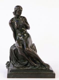 Appraisal: Max Kalish American bronze with green patinationsigned and dated Seated