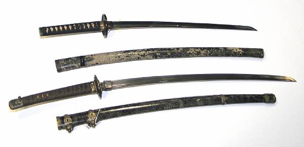 Appraisal: One tachi and one wakazishi Shinshinto Both with mottled black