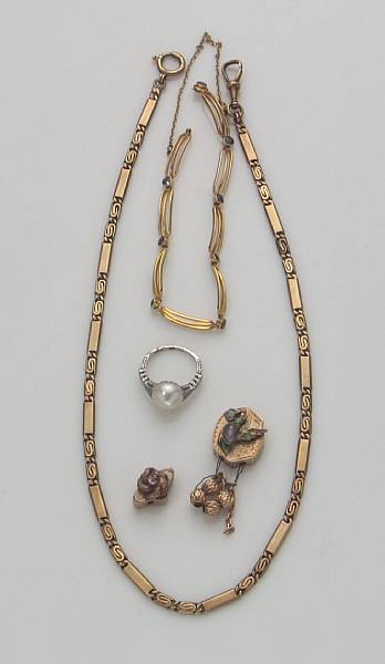 Appraisal: A collection of gem-set and k gold jewelry comprising two