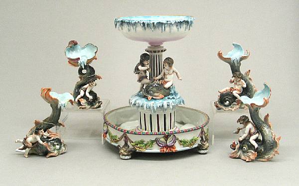 Appraisal: A set of Capodimonte style porcelain nautical table decorations first