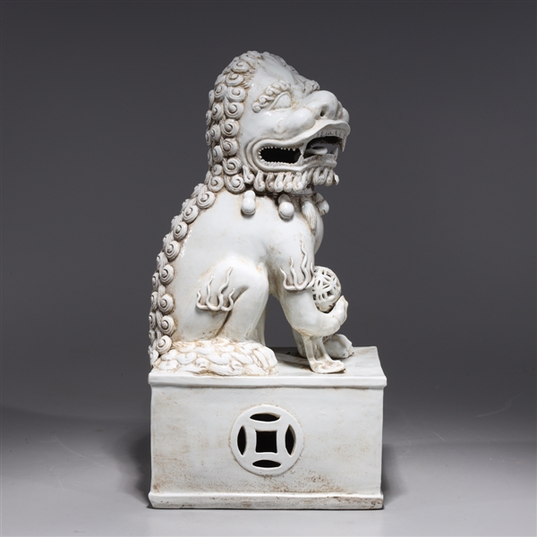 Appraisal: Chinese white glazed porcelain foo lion some wear and soiling