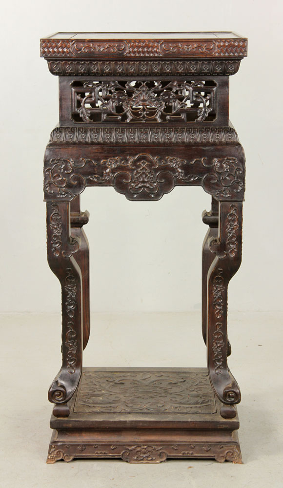 Appraisal: - Chinese Carved Stand Zitan Chinese carved stand zitan wood