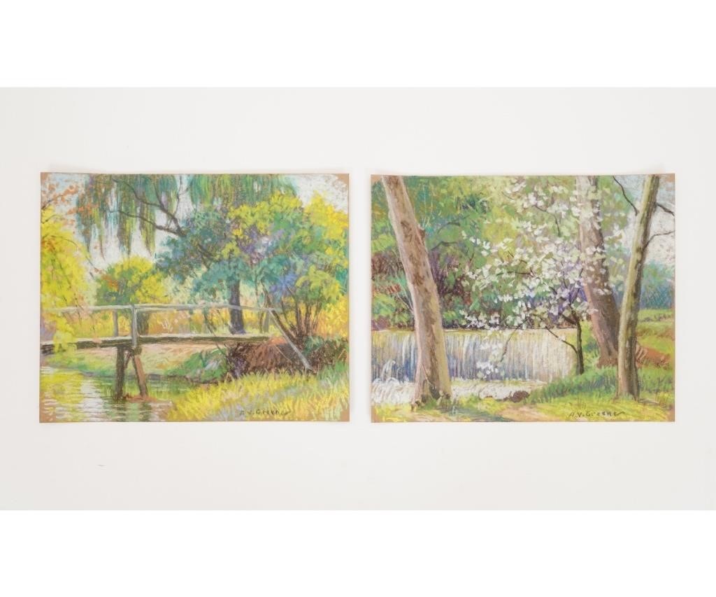 Appraisal: Albert Van Nesse Greene - PA two unframed pastel landscapes