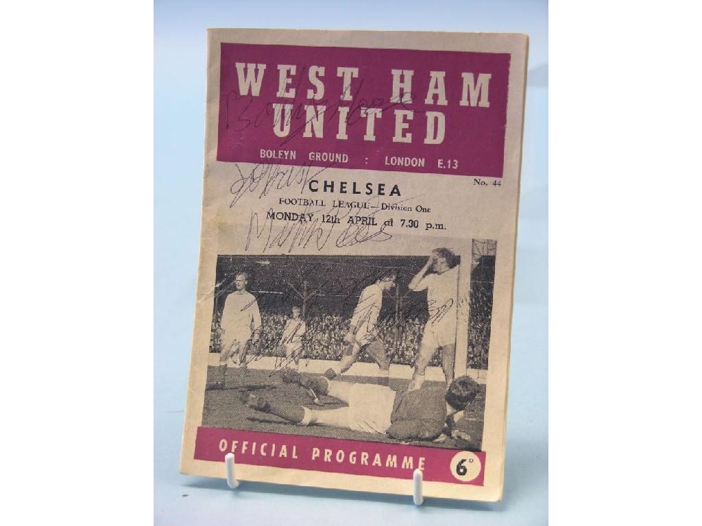 Appraisal: Autographed West Ham United football programme autographs include Bobby Moore