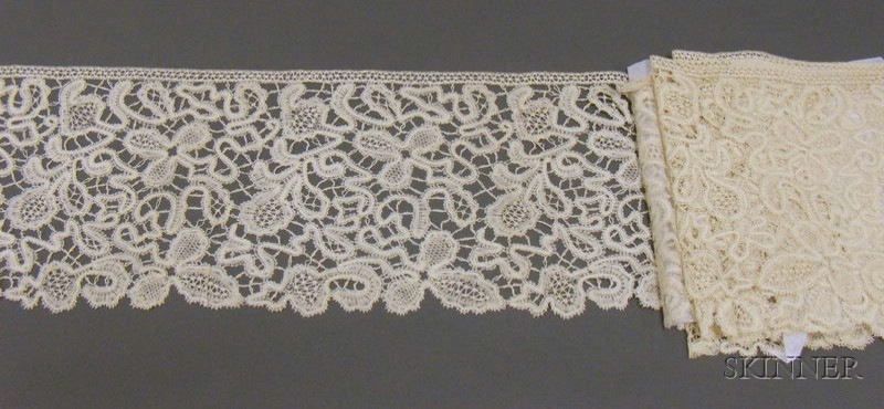 Appraisal: Guipure Bobbin Lace Flounce probably Cluny mid- th century Purportedly