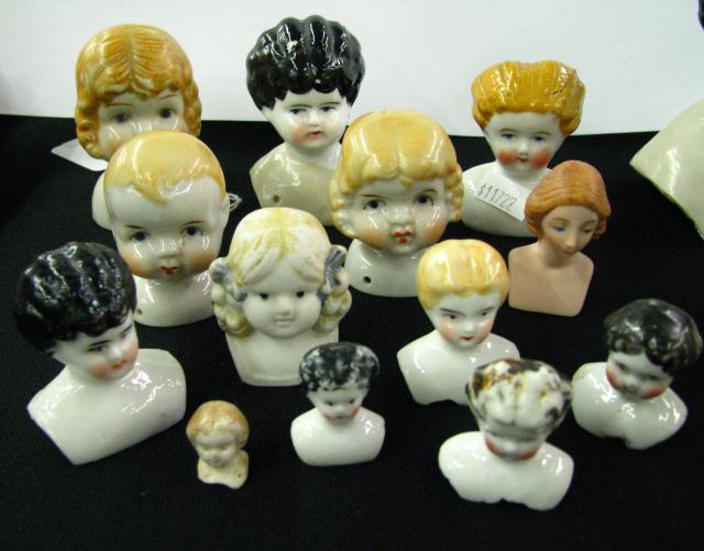 Appraisal: Group of Thirteen Antique China Doll heads ranging in size