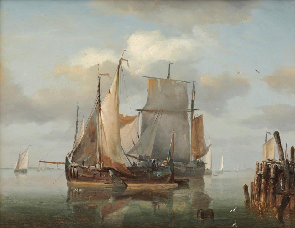 Appraisal: CHARLES MARTIN POWELL English - Ships off a Jetty oil