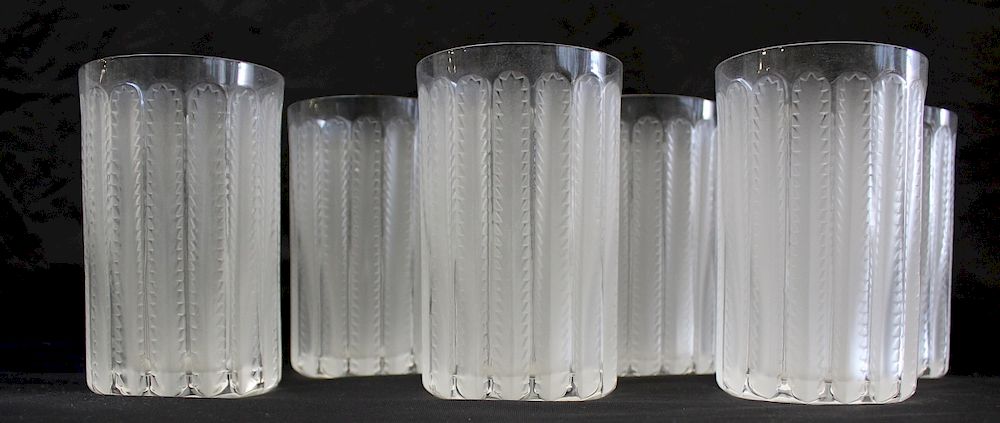 Appraisal: LALIQUE France Set of Glass Tumblers Signed on the base