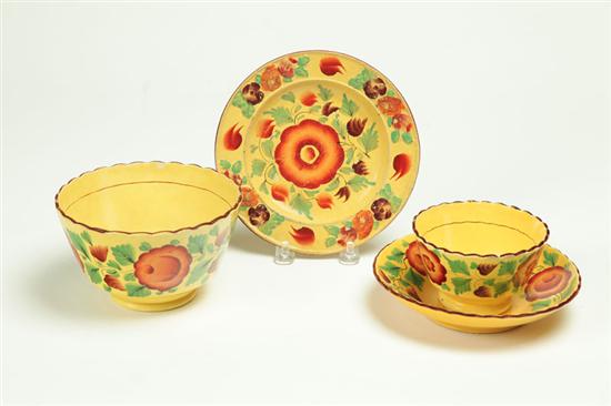 Appraisal: THREE PIECES OF CANARY WARE England ca - s Hand