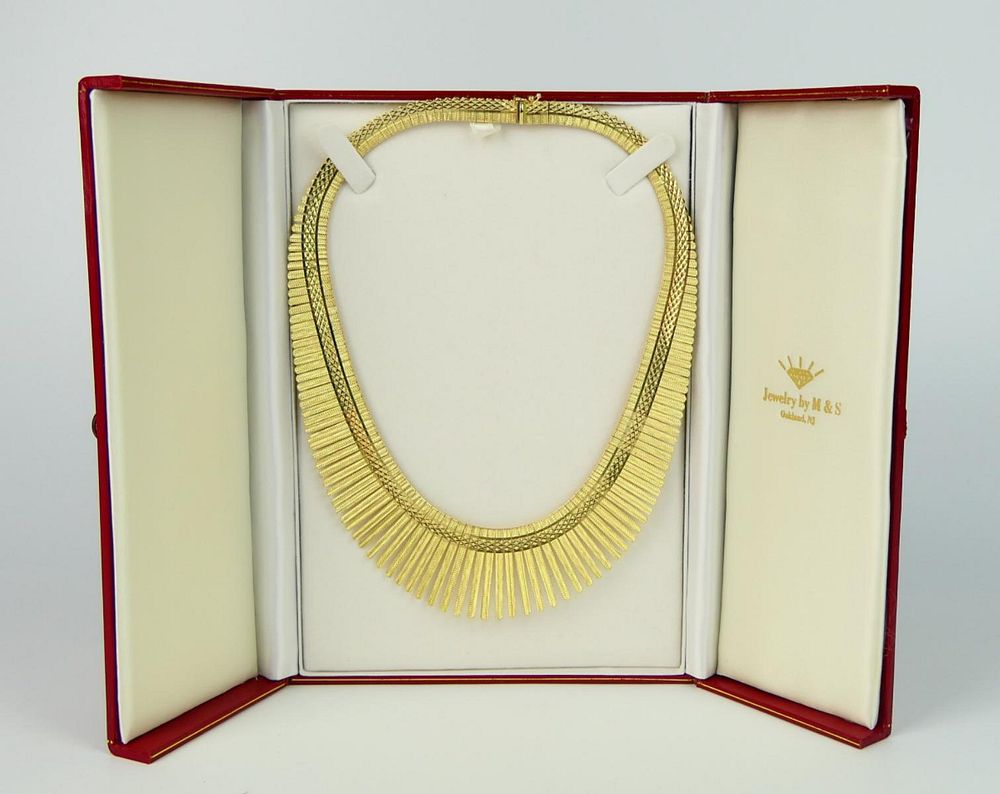 Appraisal: GMG ITALY K YELLOW GOLD DIAMOND CUT NECKLACE A fabulous