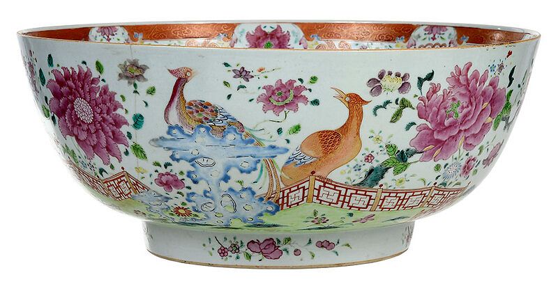 Appraisal: Large Chinese Export Famille Rose Punch Bowl late th century