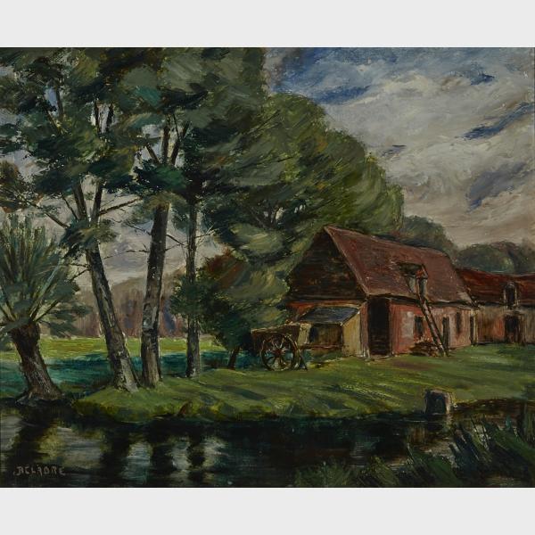 Appraisal: Serge de Belabre th Century FARM SCENE French Oil on