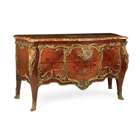 Appraisal: Louis XV Style Gilt-Metal Mounted Marquetry Inlaid Kingwood and Mahogany