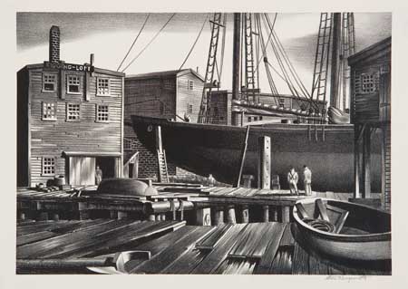 Appraisal: STOW WENGENROTH Shipyard Lithograph x mm x inches wide margins