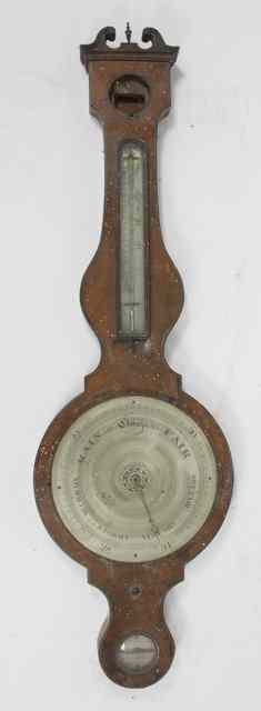 Appraisal: A th Century four-part wheel barometer with swan neck pediment