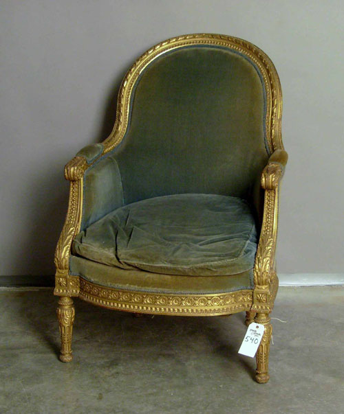 Appraisal: French giltwood bergere th c