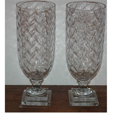 Appraisal: Pair of George III Style Cut Glass Vases Estimate -