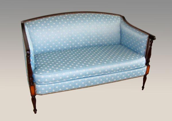 Appraisal: HICKORY CHAIR CO SHERATON STYLE LOVESEAT Polished wood frame with