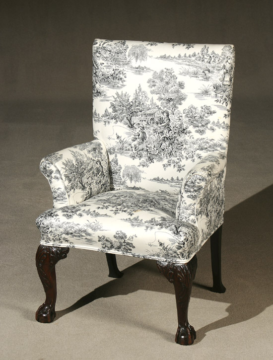 Appraisal: George III Mahogany Library Armchair Circa - Having black printed