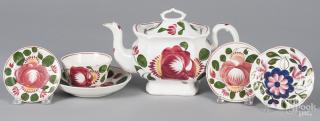 Appraisal: Rose decorated Staffordshire th c to include a teapot ''