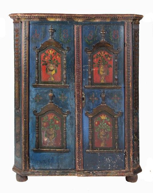 Appraisal: A th Century Continental possibly Austrian painted armoire with carved