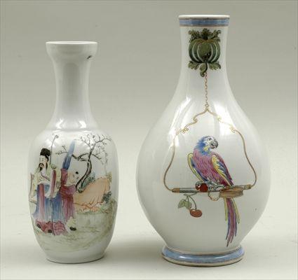 Appraisal: Two Chinese Export-Style Polychrome Porcelain Vases to in