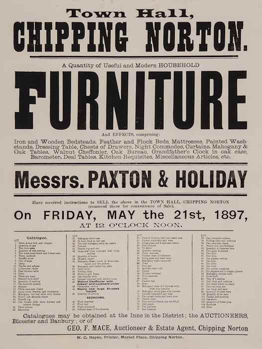 Appraisal: Oxfordshire Furniture Posters - Furniture auction posters including Town Hall