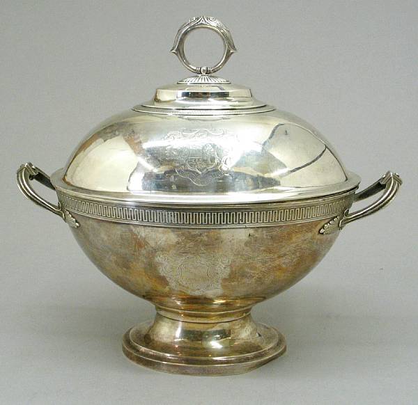 Appraisal: A silver soup tureen with cover in the neoclassical tasteUnmarked