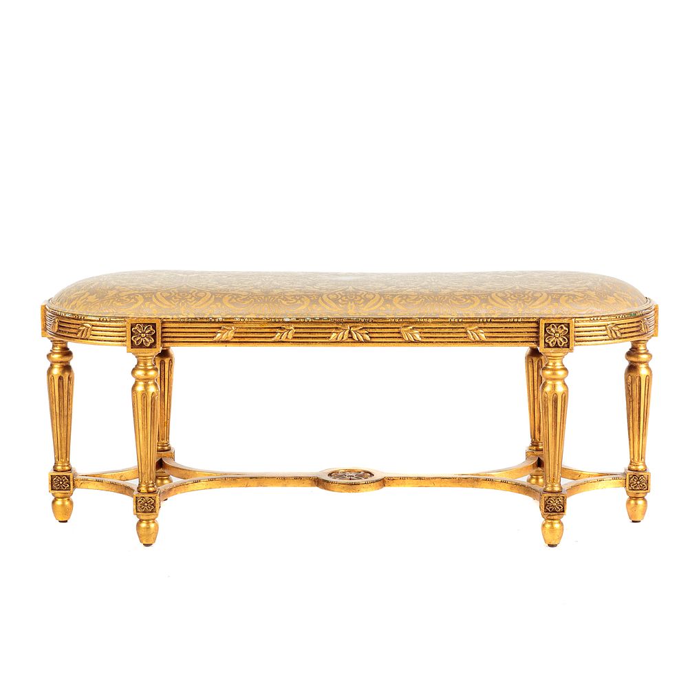 Appraisal: Louis XVI Style Giltwood Window Bench With reeded legs and