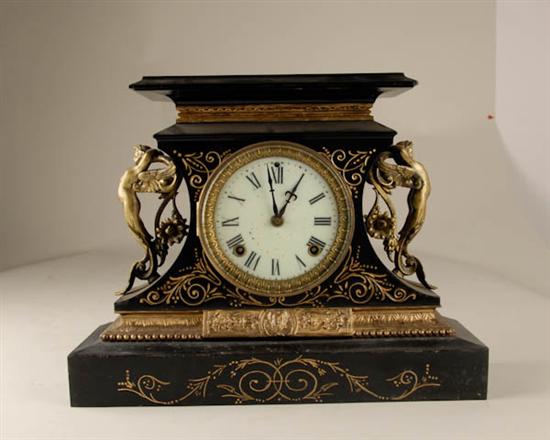 Appraisal: Ansonia Rosalind Clock enameled cast-iron case porcelain dial day time