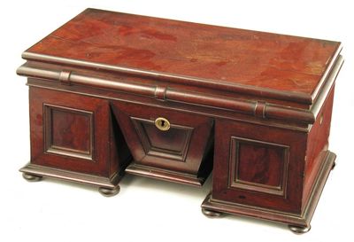 Appraisal: A Victorian mahogany tea caddy in the form of a