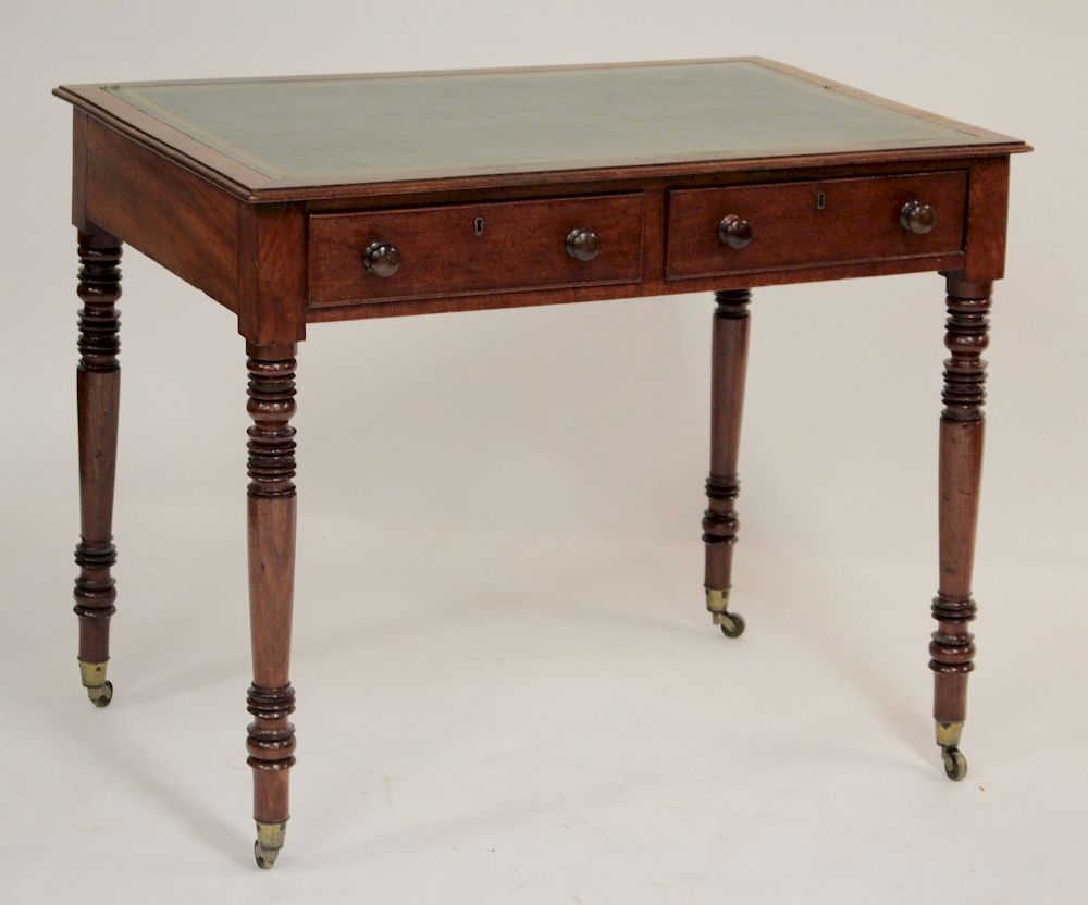 Appraisal: Late Regency Small Writing Table th C Gold tooled leather