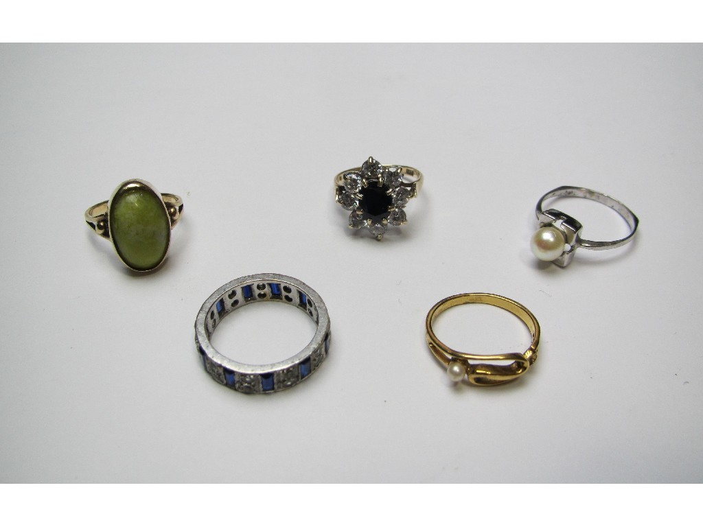 Appraisal: Lot comprising four various ct gold gem set rings and