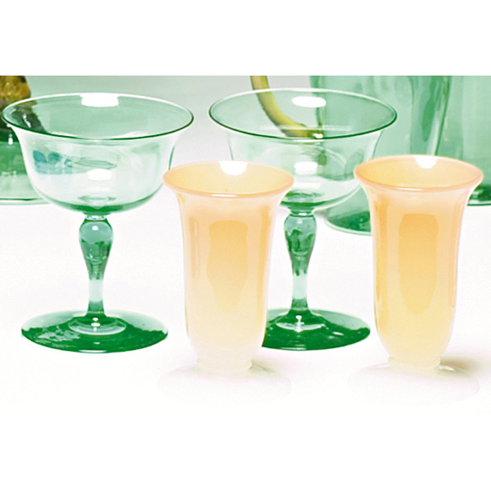 Appraisal: Steuben glasses pair flaring shape in green glass one marked