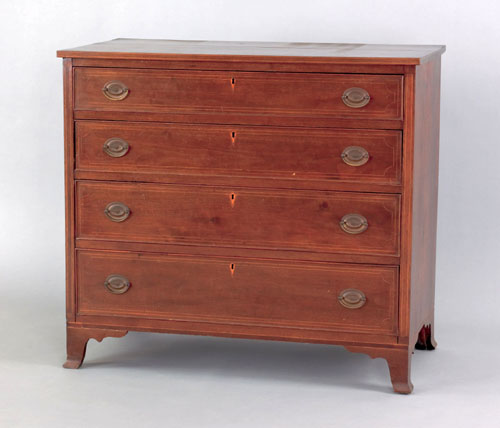 Appraisal: Pennsylvania Federal walnut chest of drawers ca with four line