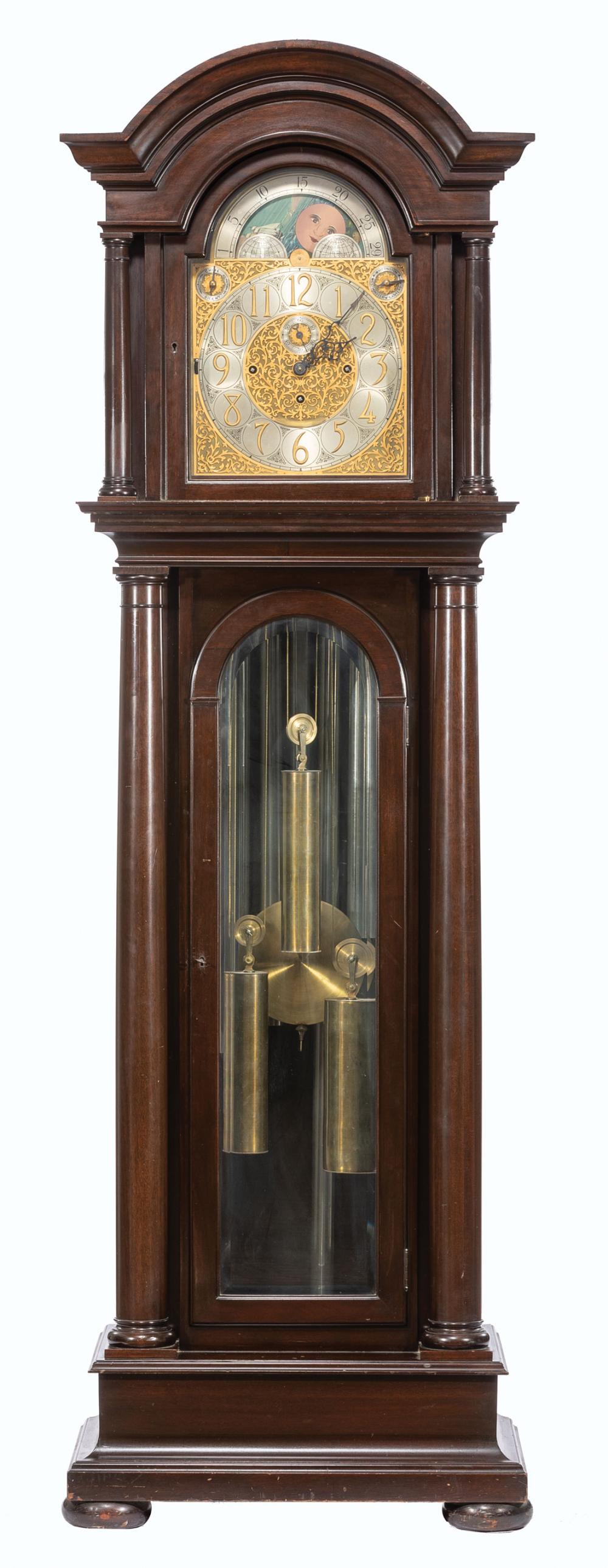 Appraisal: American Mahogany Nine Tube Tall Case Clock c Colonial MFG