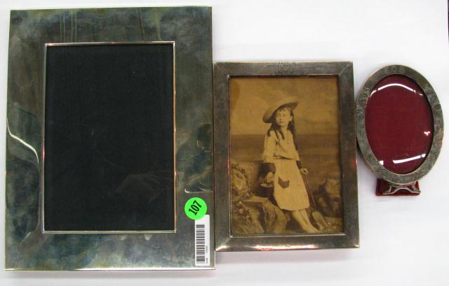 Appraisal: Group of Three Sterling Silver Photo Frames including an embossed