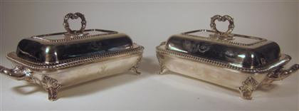 Appraisal: Pair of English silver p lated tureensg r collis co