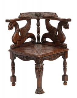 Appraisal: Oak Renaissance Revival Corner Chair English late th early th