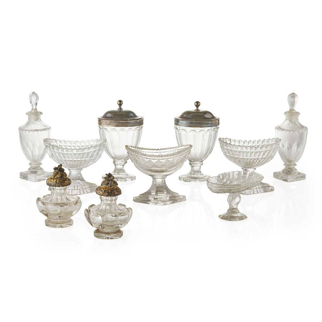 Appraisal: COLLECTION OF CUT GLASS CRUETS EARLY MID TH CENTURY comprising