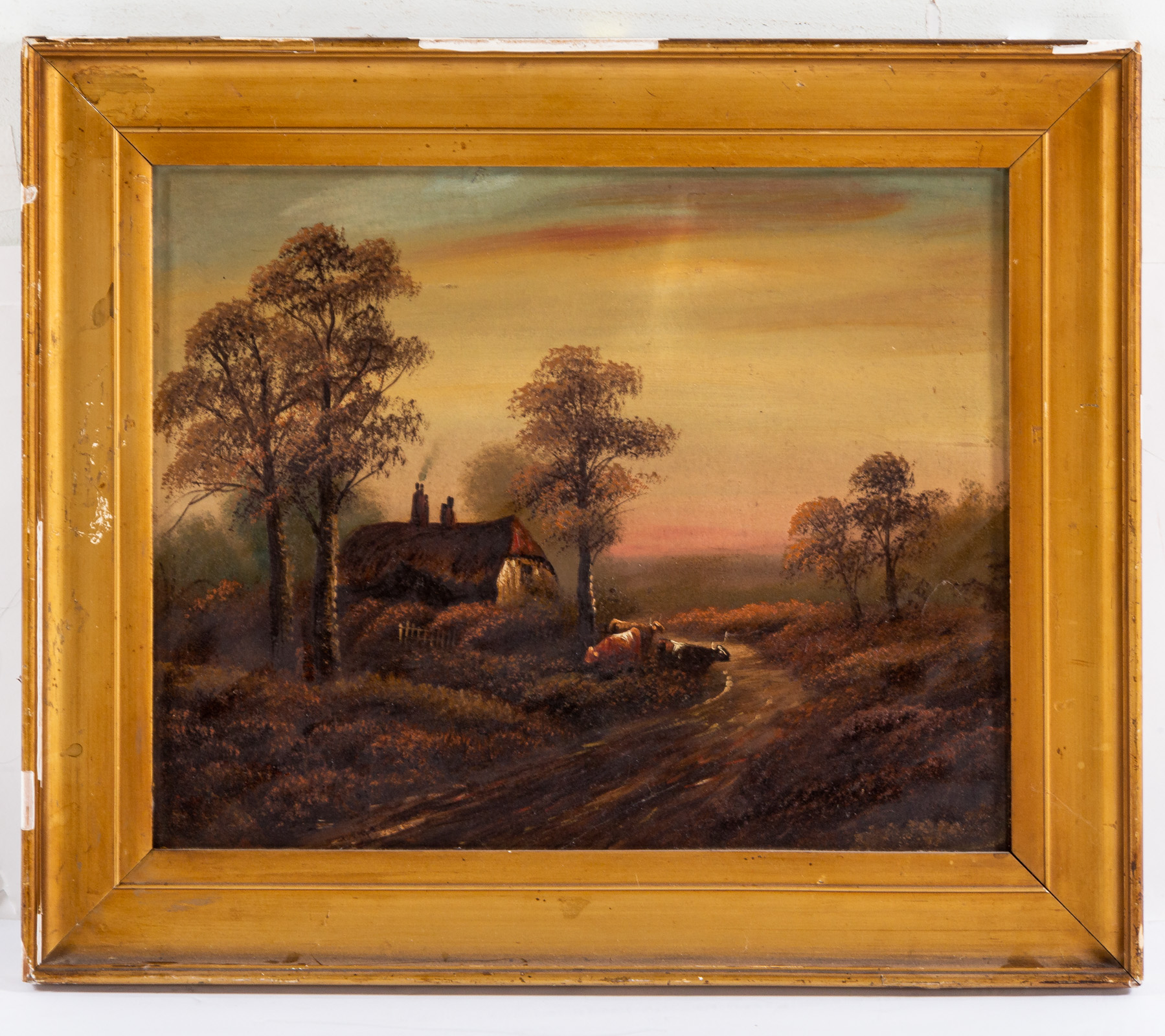 Appraisal: ARTIST UNKNOWN C LANDSCAPE WITH COTTAGE OIL Oil on board