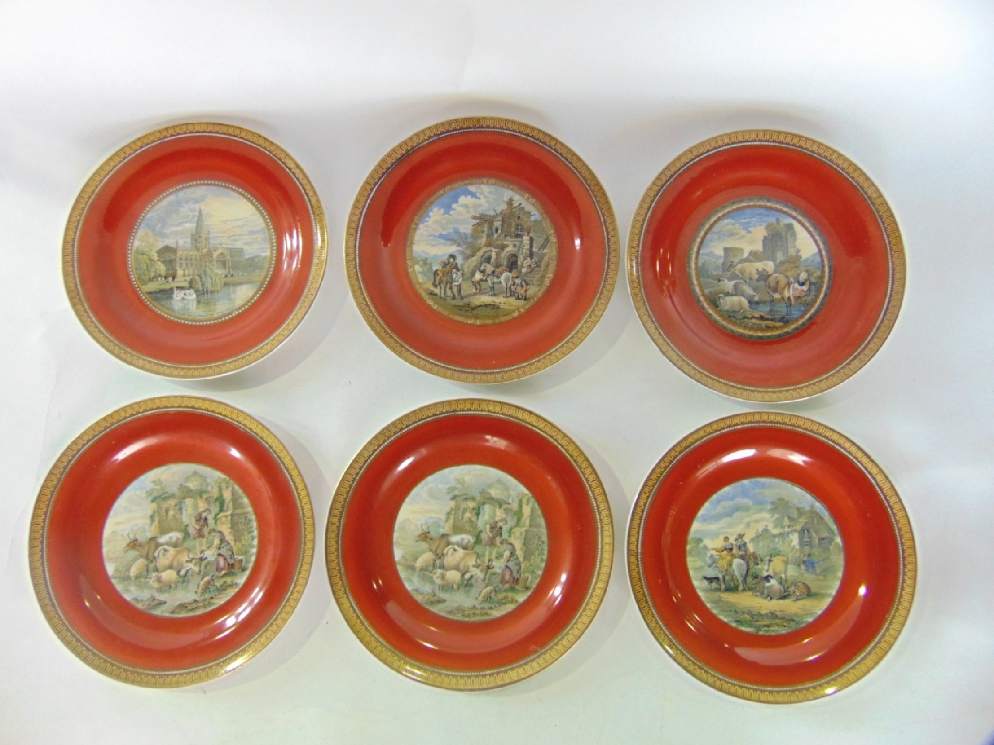 Appraisal: A set of six Pratt ware side plates with various