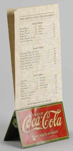 Appraisal: Tin German Coca-Cola Menu Holder Description s to s Very