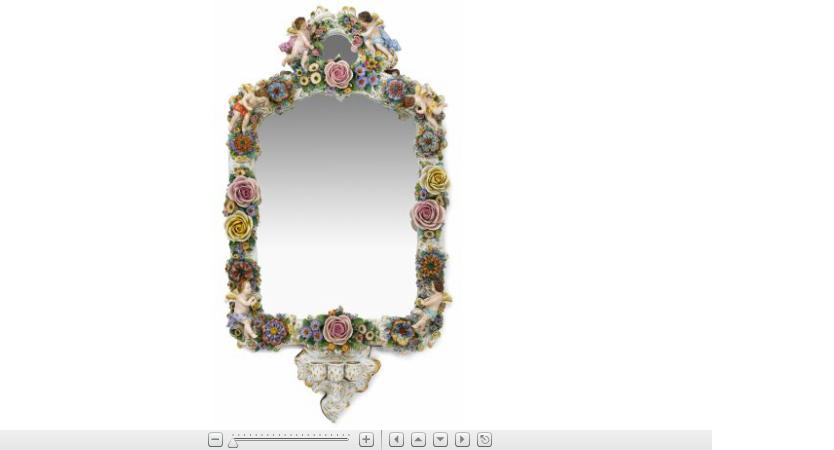 Appraisal: German porcelain floral encrusted mirror early th century