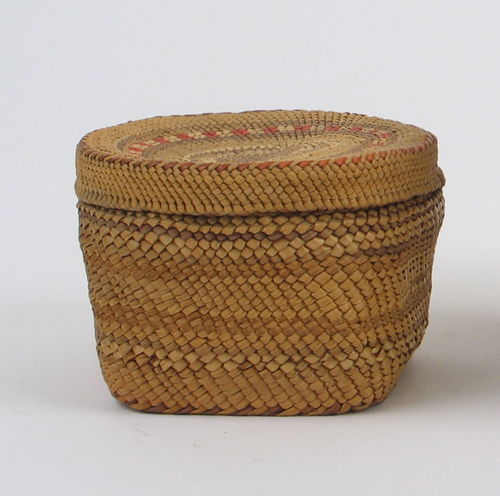 Appraisal: HAIDA NORTHWEST NATIVE AMERICAN INDIAN COVERED TRINKET BASKET Diagonal twining