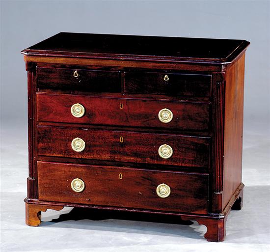 Appraisal: Georgian mahogany chest of drawers circa rectangular top with canted