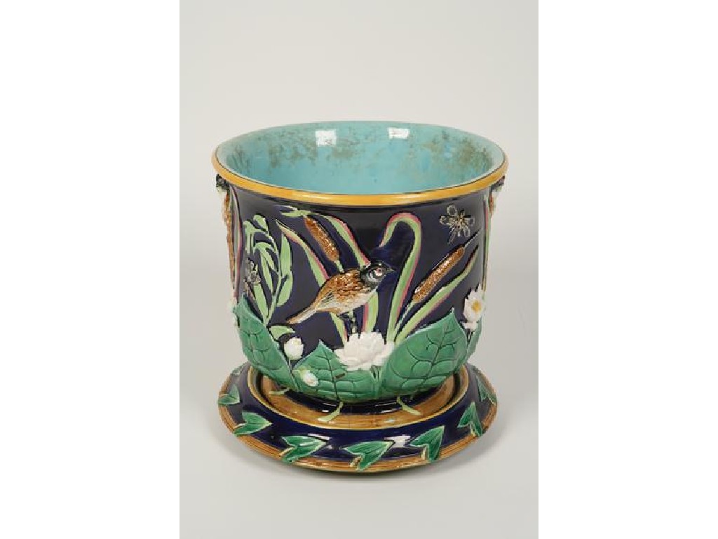 Appraisal: GEORGE JONES A LARGE MAJOLICA JARDINIERE of flared form decorated