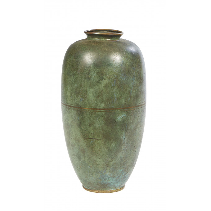 Appraisal: Italian Green Patinated Brass Baluster Vase th c the underside