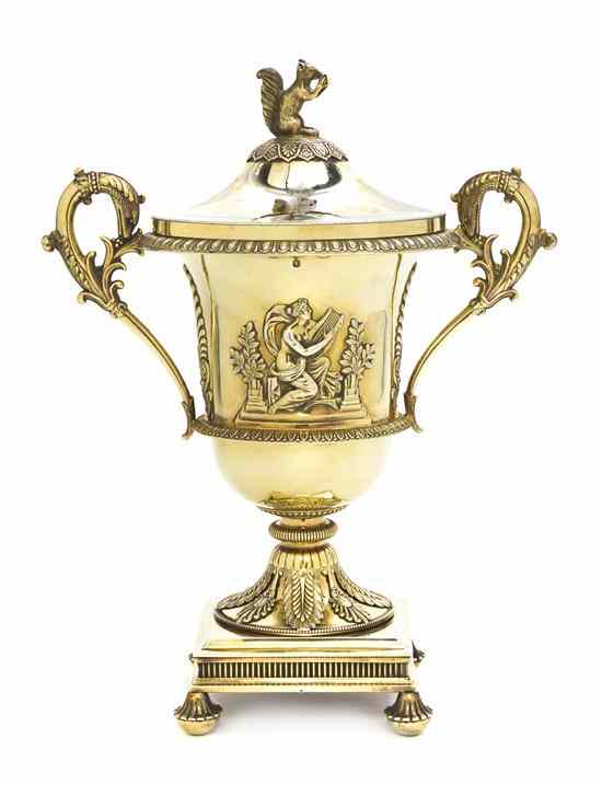 Appraisal: A French Gilt Silver Lidded Urn Etienne-Auguste Courtois Paris having